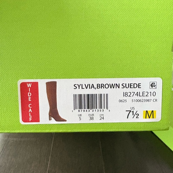 ✨BNIB Sam Edelman Sylvia Brown Suede Boots- Wide Calf 7.5 ✨🤎 - Picture 10 of 12